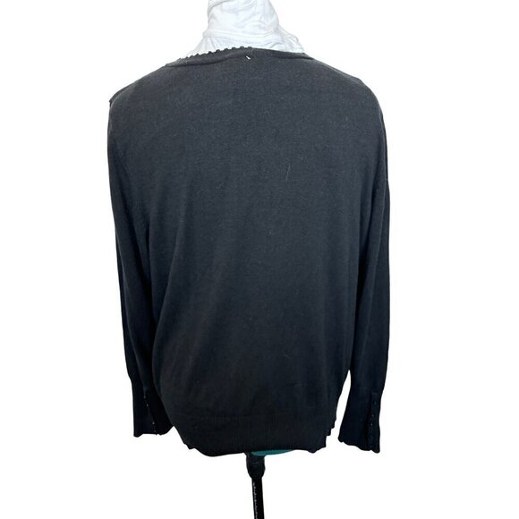 Lane Bryant Pullover Sweater Black Women 22/24 Button accents on cuffs. V-neck - Picture 5 of 8